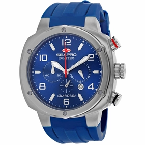 Seapro Men's Watch - Guardian Quartz Silver Tone Case Blue Rubber Strap | SP3343 