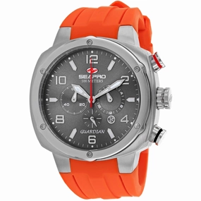 Seapro Men's Watch - Guardian Quartz Silver Tone Case Orange Rubber Strap | SP3344 Luxury Quartz Watch Quartz Watch Sale
