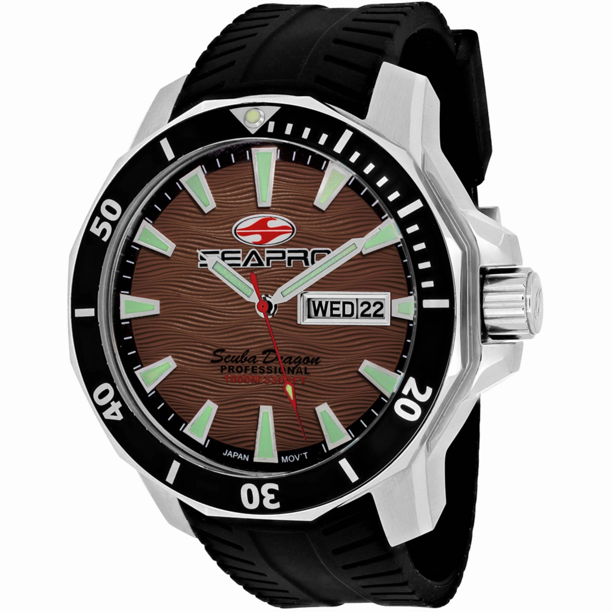 Seapro Men's Watch - Scuba Dragon Diver Quartz Brown Dial Rubber Strap | SP8315 