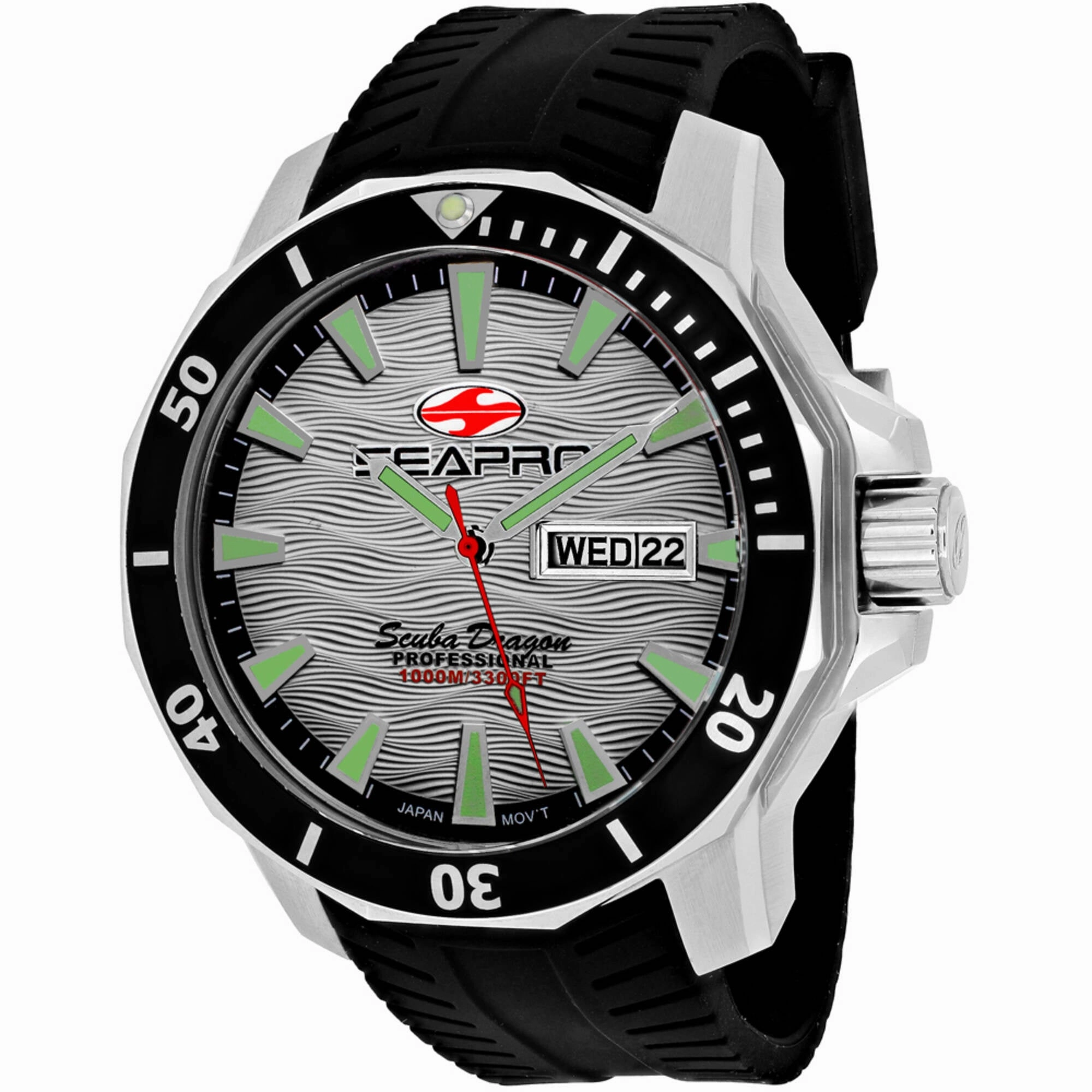 Seapro Men's Watch - Scuba Dragon Diver Quartz Silver Dial Rubber Strap | SP8312 Luxury Quartz Watch Quartz Watch Sale