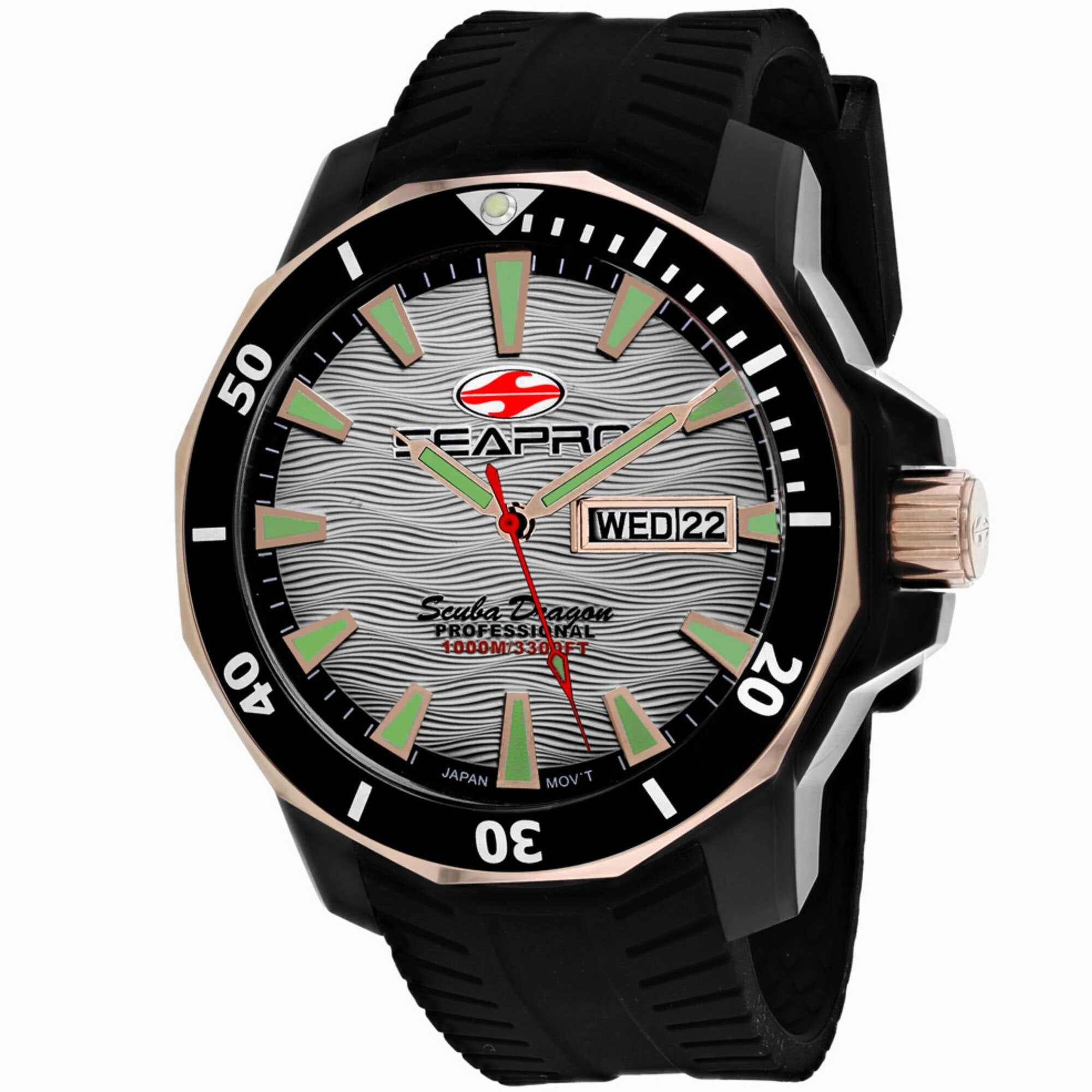 Seapro Men's Watch - Scuba Dragon Diver Quartz Silver Dial Rubber Strap | SP8321 Luxury Quartz Watch Quartz Watch Sale