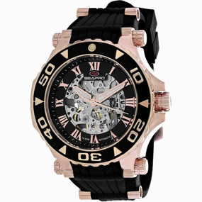 Seapro Men's Watch - Seaway Automatic Rose Gold Case Black Dial Strap | SP7753,automatic watch,automatic watches for men,automatic watches for women,luxury automatic watch,minimalist automatic watch,dress automatic watch,vintage automatic watch,automatic 