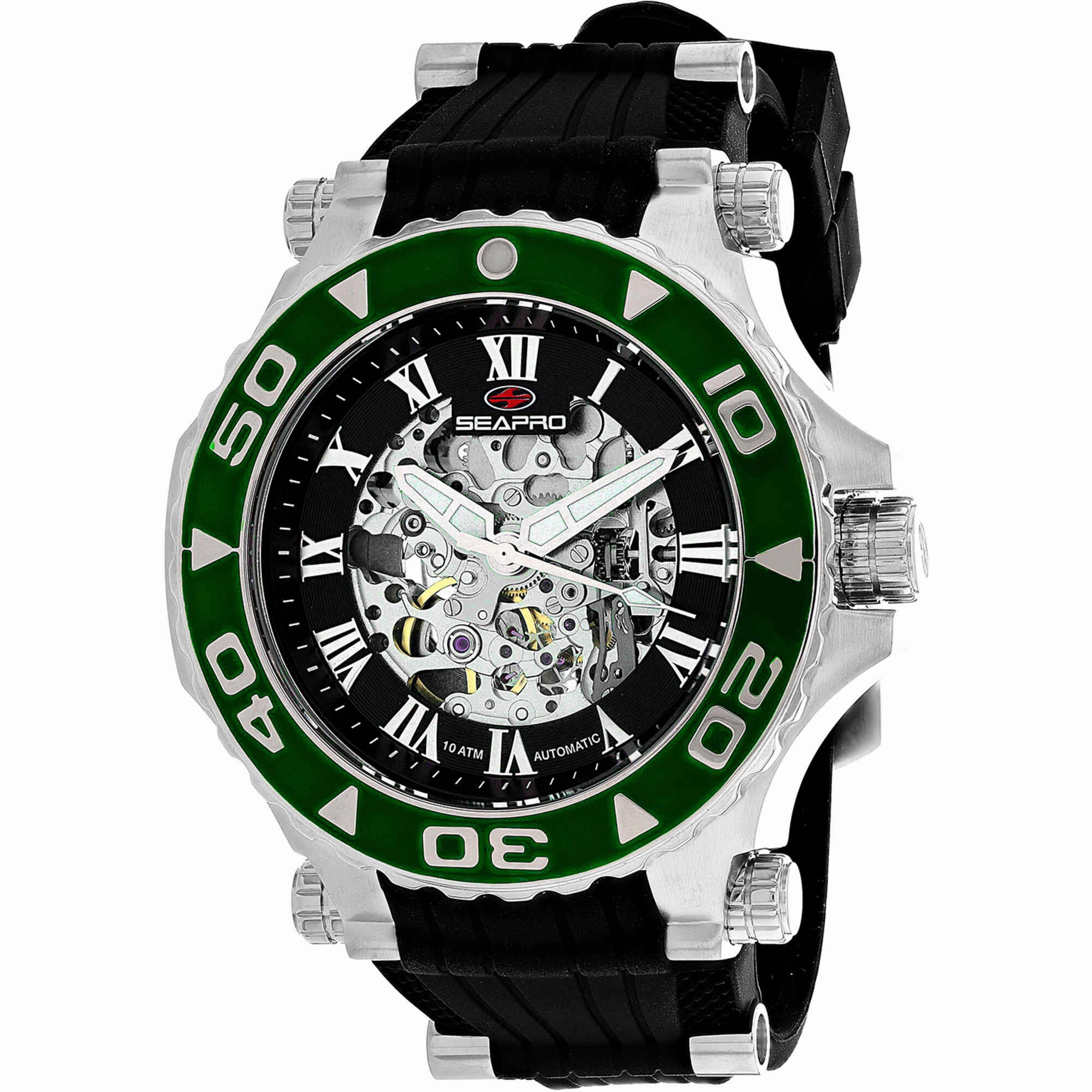Seapro Men's Watch - Seaway Automatic Silver Tone Case Black Dial Strap | SP7752,automatic watch,automatic watches for men,automatic watches for women,luxury automatic watch,minimalist automatic watch,dress automatic watch,vintage automatic watch,automati