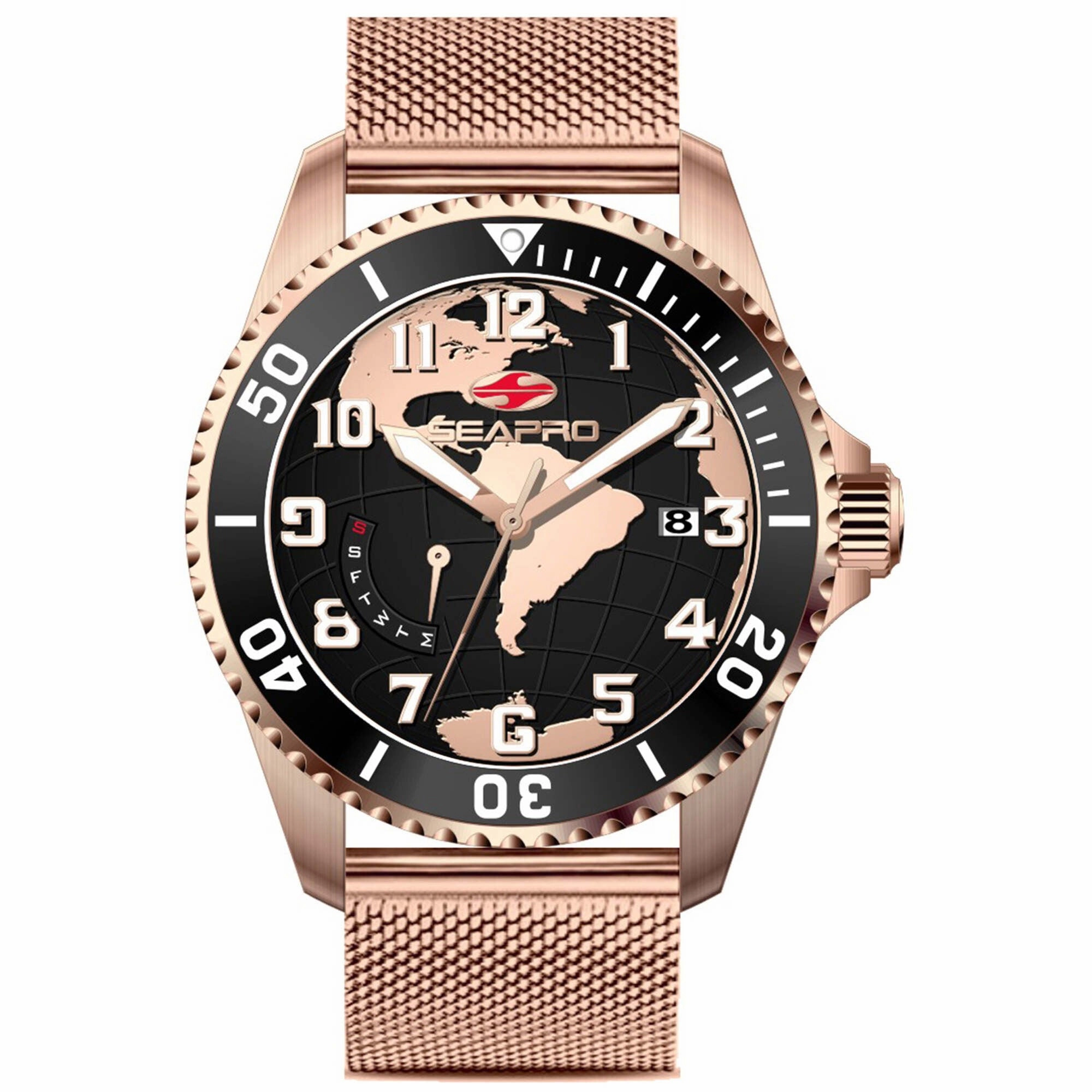 Seapro Men's Watch - Voyager Black Dial Plated Stainless Steel Bracelet | SP4763 