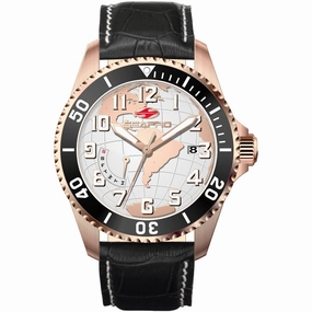 Seapro Men's Watch - Voyager Quartz Rose Gold Case Black Dial Leather Strap | SP2744 