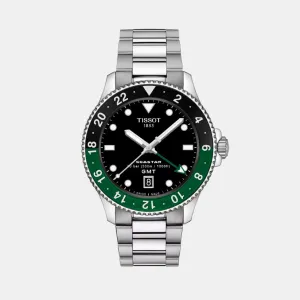 Seastar Men Quartz GMT Black Dial Analog Stainless Steel Watch T1208521105100 budget    watches    watches classic