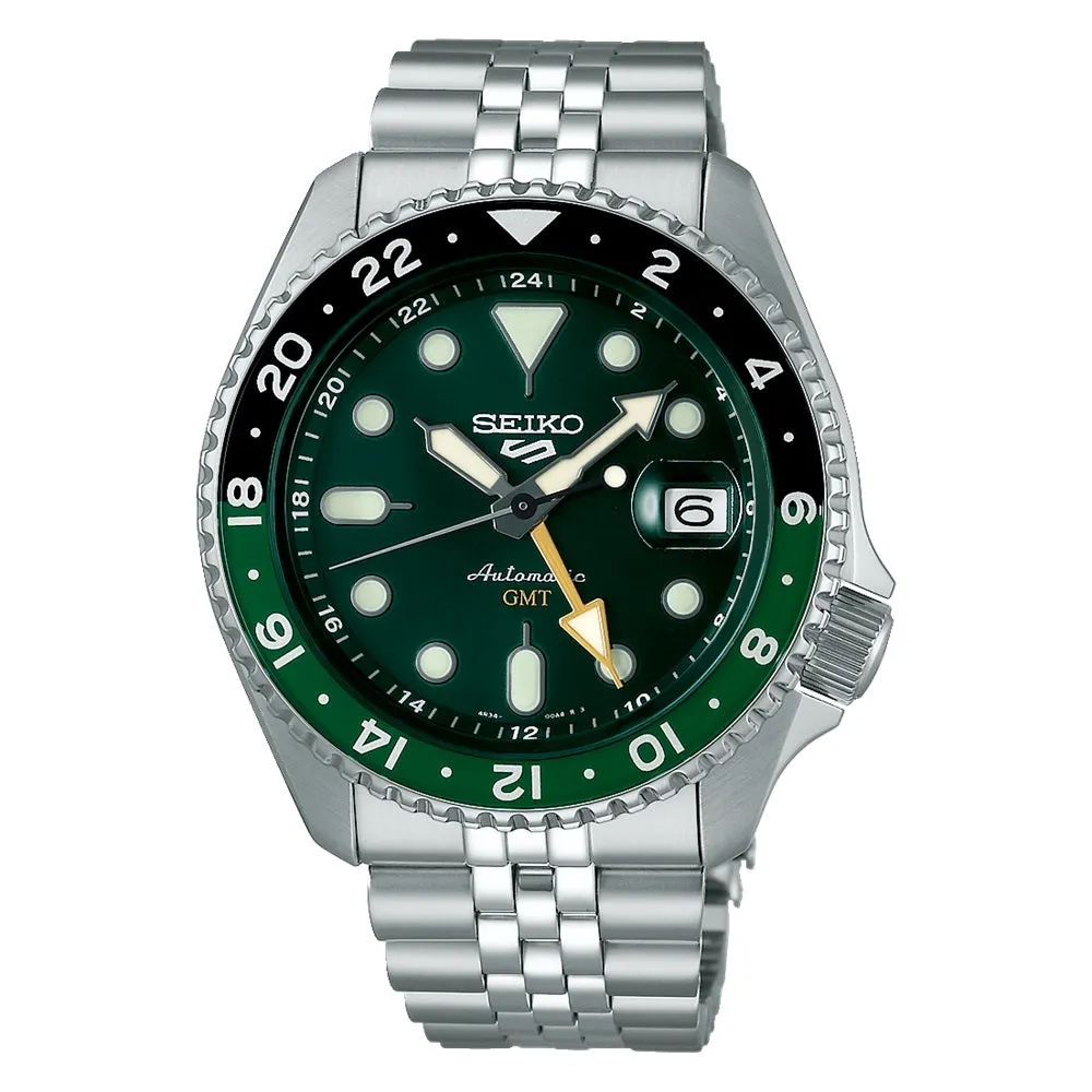 Seiko 5 Sports SKX GMT Automatic Mens Watch Bi Colour Green SSK035K1 cheap digital watch best digital watch for men