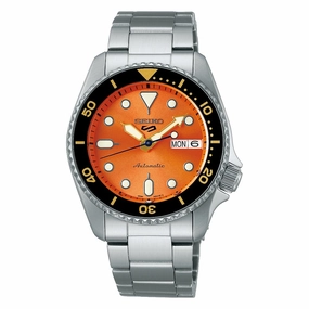 Seiko 5 Sports SKX Midi Orange Stainless Steel Mens Watch SRPK35K1 