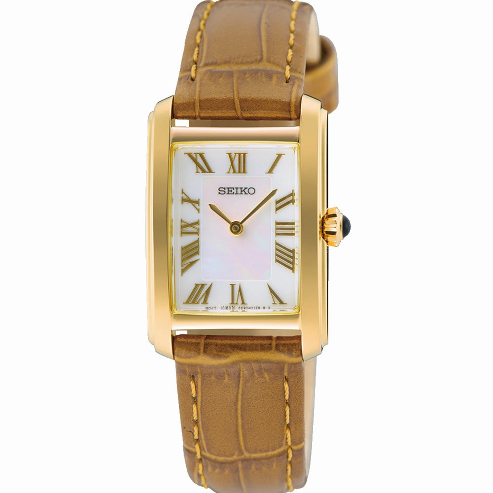 Seiko Ladies Caprice Classic Square Case Watch with Mother of Pearl Dial SWR100P 
