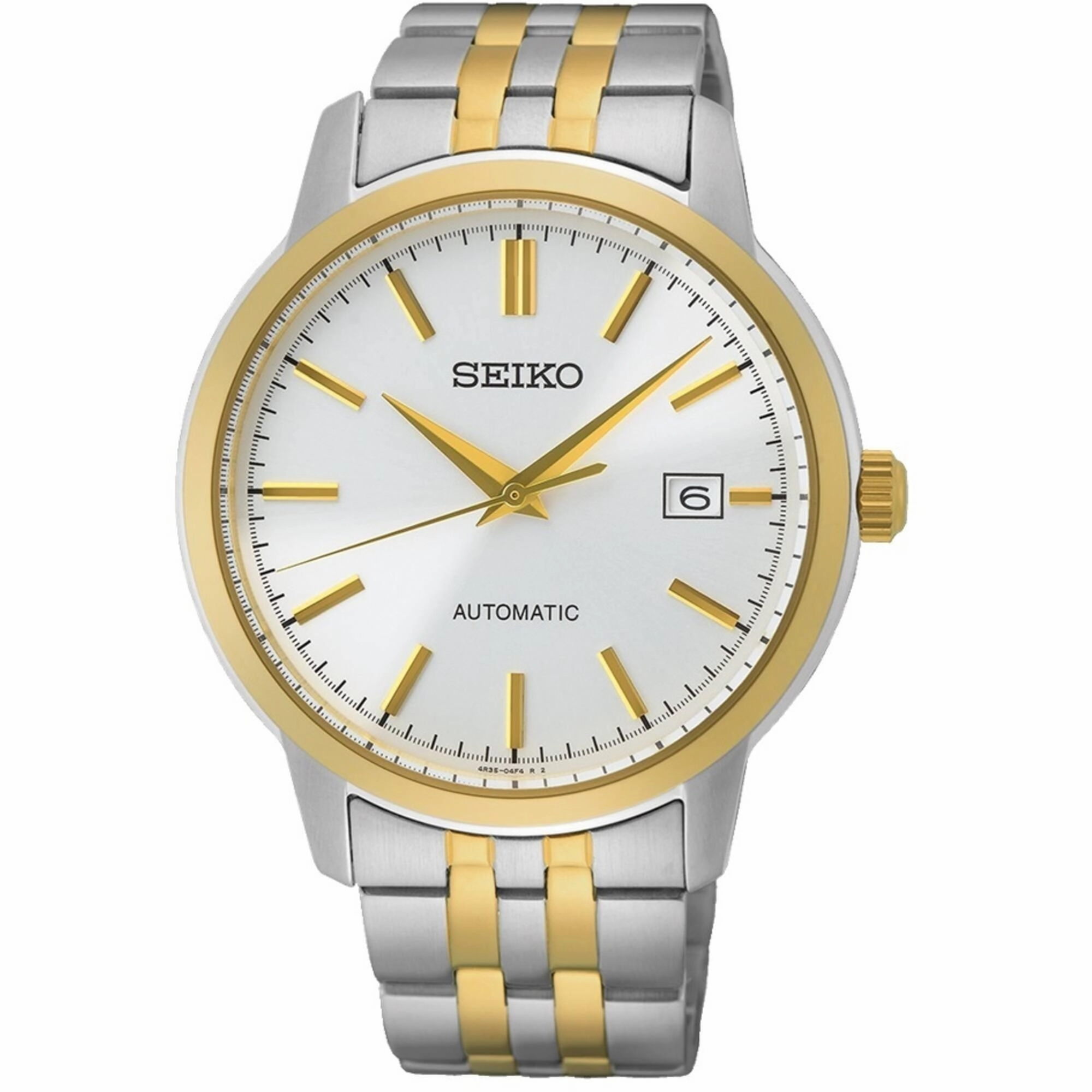 Seiko Men's Automatic Watch - Essentials Silver Tone Dial Two Tone Bracelet | SRPH92,automatic watch,automatic watches for men,automatic watches for women,luxury automatic watch,minimalist automatic watch,dress automatic watch,vintage automatic watch,auto