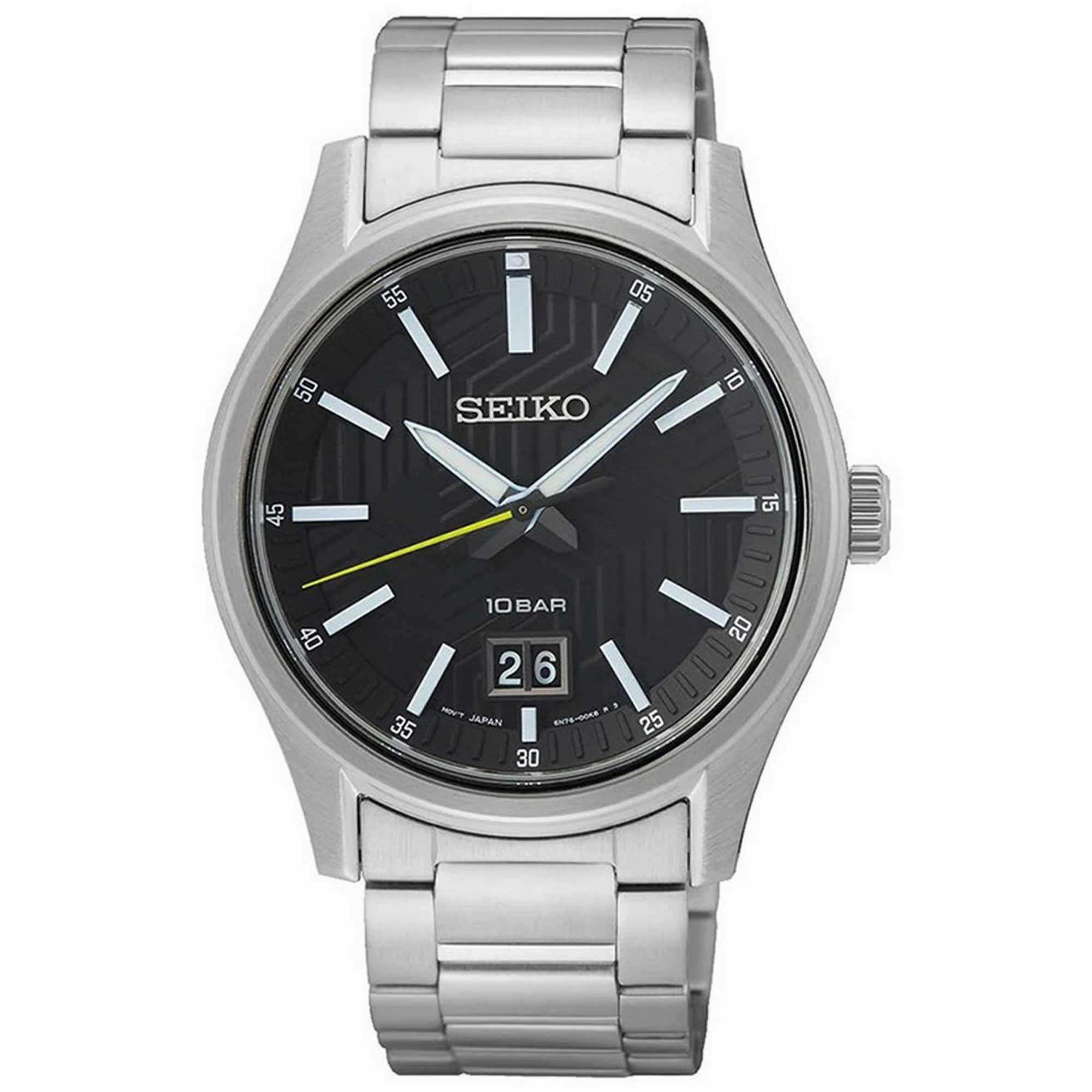Seiko Men's Quartz Watch - Conceptual Regular Black Dial Steel Bracelet | SUR535P1 Luxury Quartz Watch Quartz Watch Sale