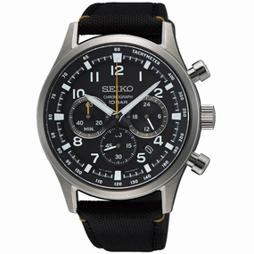 Seiko Men's Watch - Chronograph Quartz Black Dial Nylon Strap | SSB449P1 men's watches best men's watches under $500 affordable men's watches men watches classic