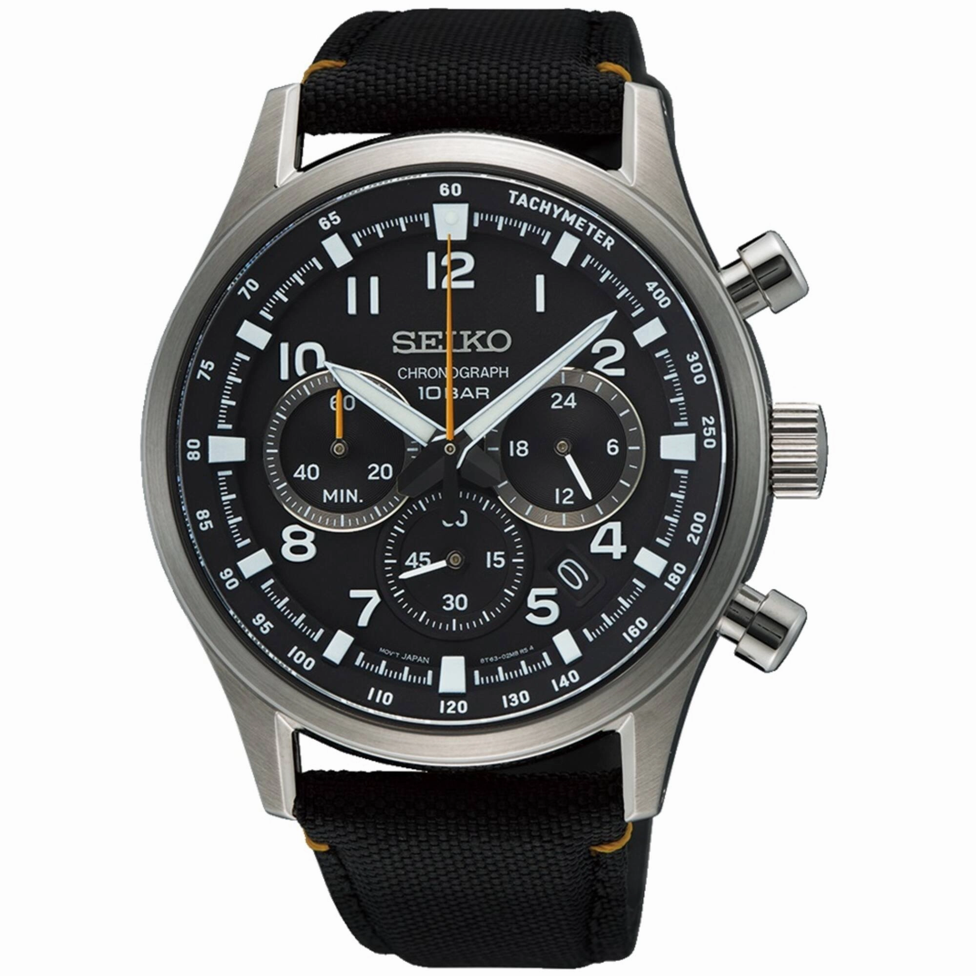 Seiko Men's Watch - Chronograph Quartz Black Dial Nylon Strap | SSB449P1 men's watches best men's watches under $500 affordable men's watches men watches classic