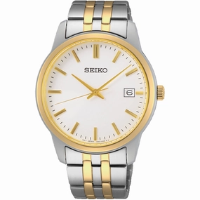 Seiko Men's Watch - Essentials White Dial Plated Stainless Steel Bracelet | SUR402 