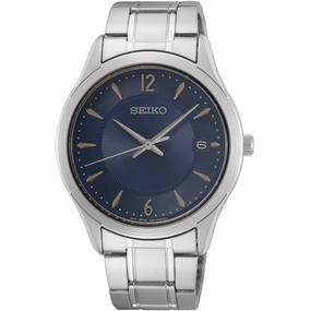 Seiko Men's Watch - Quartz Blue Dial Silver Steel Bracelet Date Display | SUR419P1 