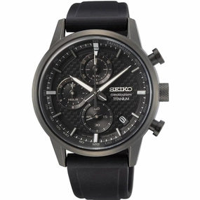 Seiko Men's Watch - Quartz Chronograph Black Dial Silicone Strap Titanium | SSB393P1 men's watches best men's watches under $500 affordable men's watches men watches classic