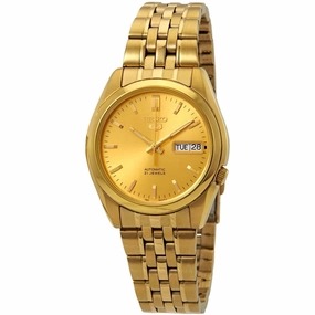 Seiko Men's Watch - Seiko 5 Automatic Power Reserve Gold Tone Dial Bracelet | SNK366 men's watches best men's watches under $500 affordable men's watches men watches classic