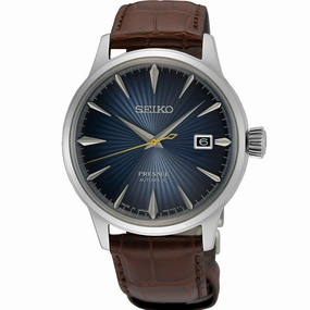 Seiko Presage SRPK15J 'Midnight Blue Moon' Cocktail Time Affordable Leather Watch Leather Watch Discount