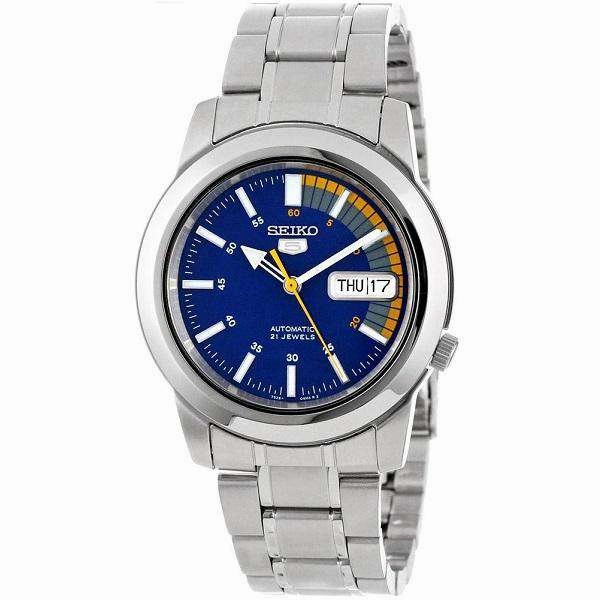 SEIKO SNKK27K1 Automatic Silver Stainless Steel Watch for Men- Affordable casual watches Sporty casual watches Affordable luxury casual watches