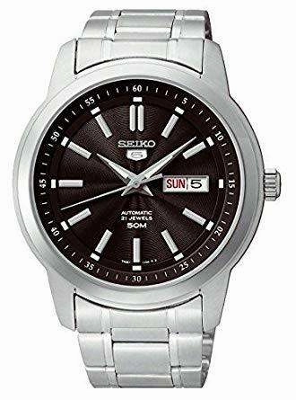 SEIKO SNKM87K1 Automatic Silver Stainless Watch for Men- Affordable casual watches Sporty casual watches Affordable luxury casual watches