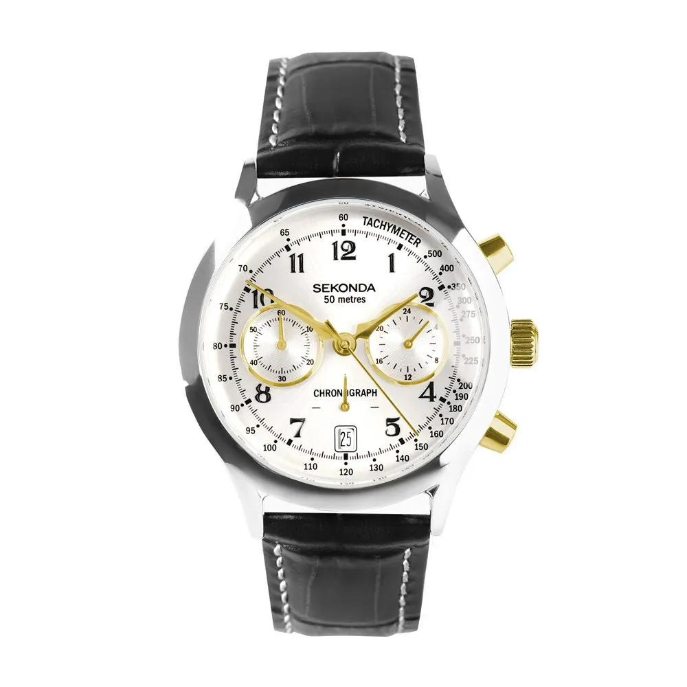Sekonda Archer Chronograph Black Leather Strap Mens Watch 30235 cheap digital watch best digital watch for men