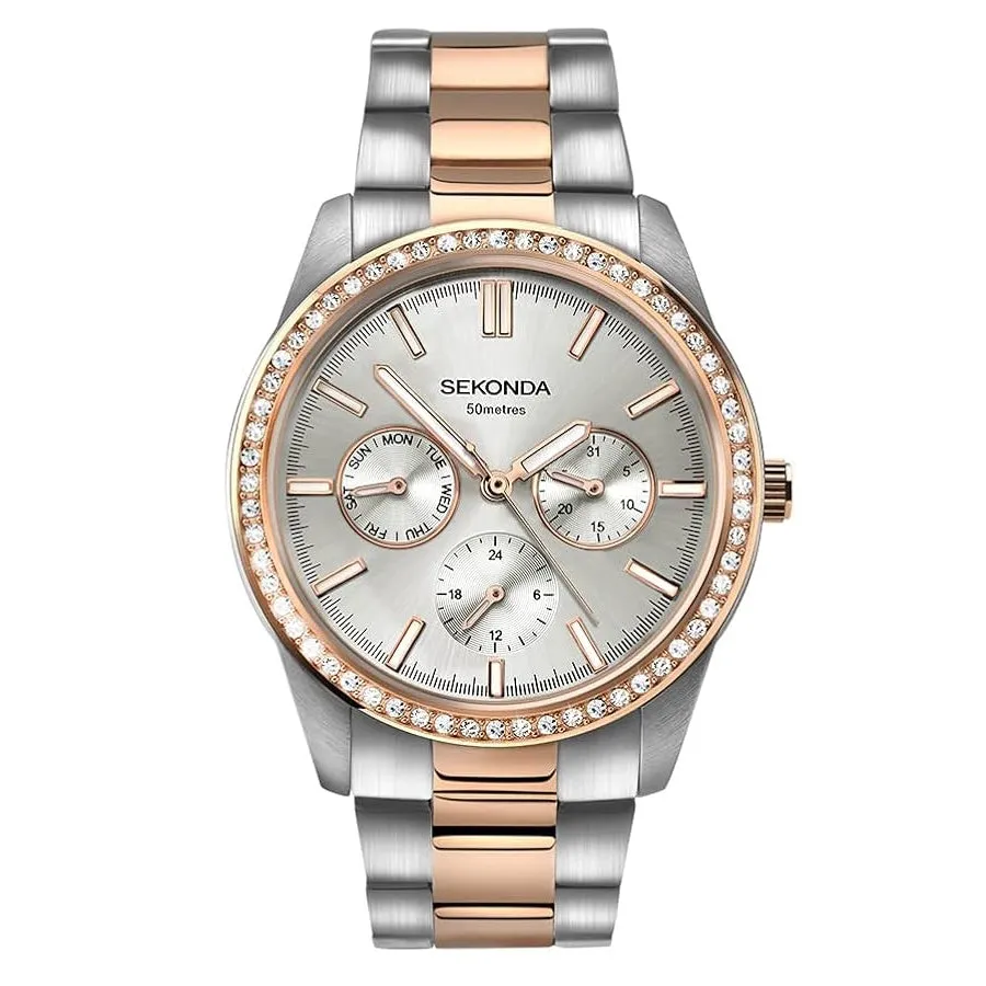 Sekonda Classic 38mm Two Tone Ladies Day Date Watch 2162 cheap digital watch best digital watch for men