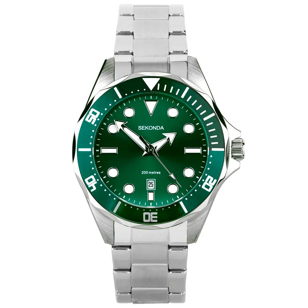Sekonda Hudson Dive Mens Watch Stainless Steel Green Dial 30096 cheap digital watch best digital watch for men