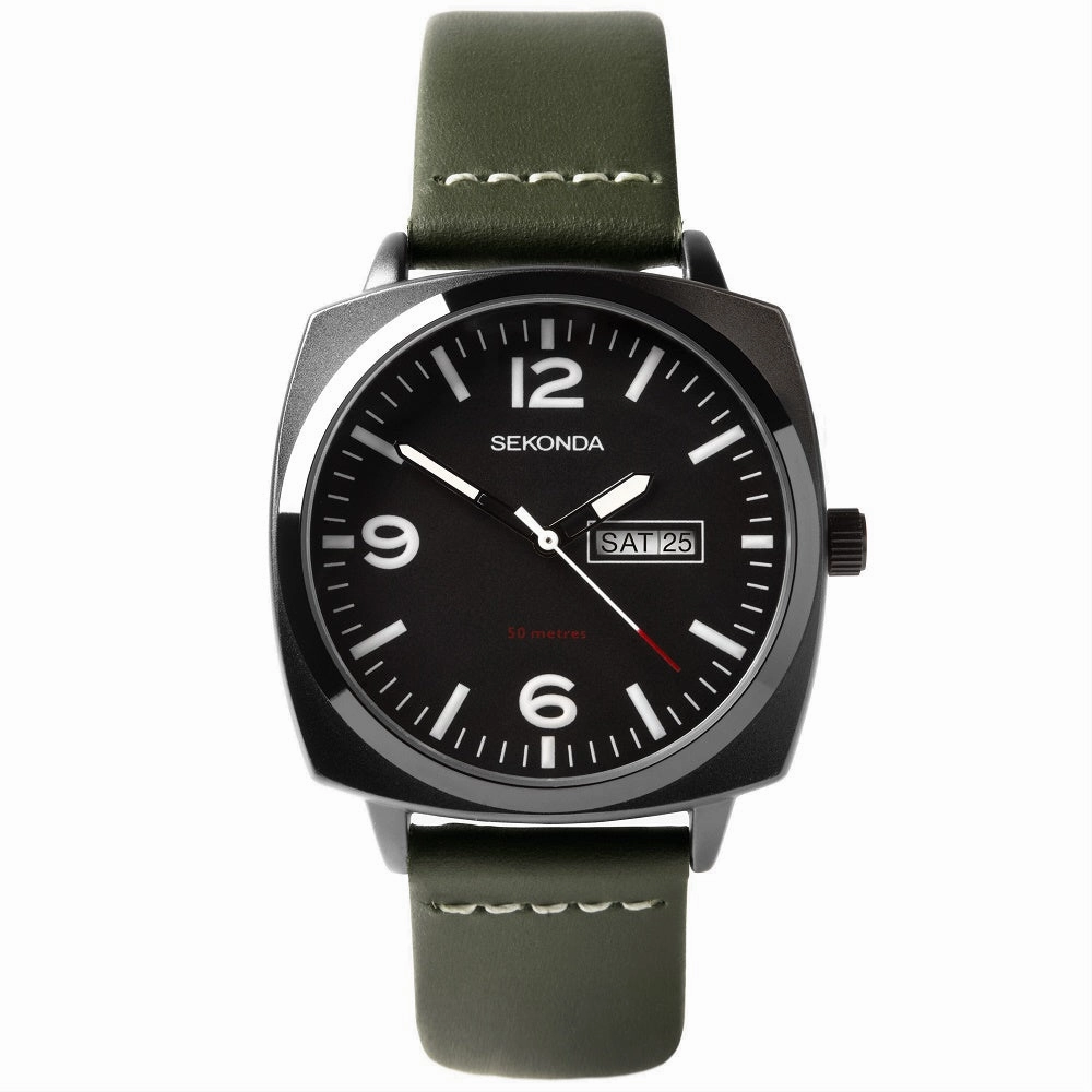Sekonda Airborne Green Strap Mens Watch 1990 