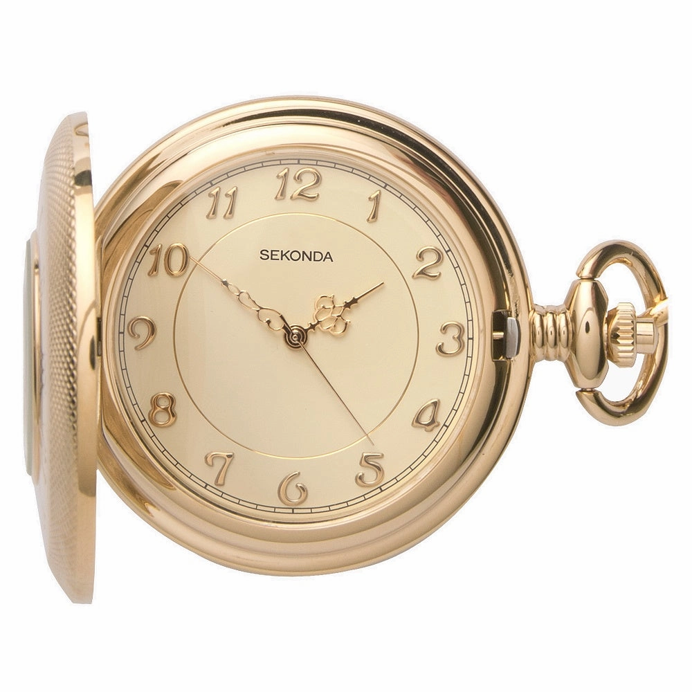 Sekonda Half Hunter Pocket Watch With Chain 3469 