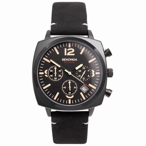 Sekonda Pilot Airborne Chronograph Black Strap Mens Watch 1991 