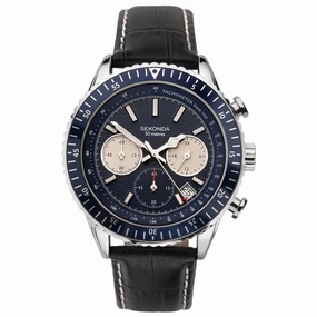Sekonda Sports Chronograph Men's Watch Blue Dial Black Strap 1739 