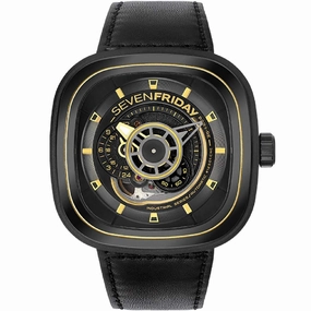 SevenFriday Men's Automatic Watch - P Series Power Reserve Black Dial Strap | P2B-02,automatic watch,automatic watches for men,automatic watches for women,luxury automatic watch,minimalist automatic watch,dress automatic watch,vintage automatic watch,auto