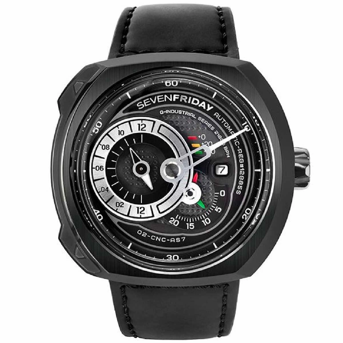 SevenFriday Men's Automatic Watch - Q Series Power Reserve Black Leather Strap | Q3-05,automatic watch,automatic watches for men,automatic watches for women,luxury automatic watch,minimalist automatic watch,dress automatic watch,vintage automatic watch,au