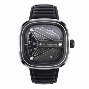 SevenFriday Men's Watch - M-Series Automatic Silver Tone Case Black Strap | M3-08,automatic watch,automatic watches for men,automatic watches for women,luxury automatic watch,minimalist automatic watch,dress automatic watch,vintage automatic watch,automat