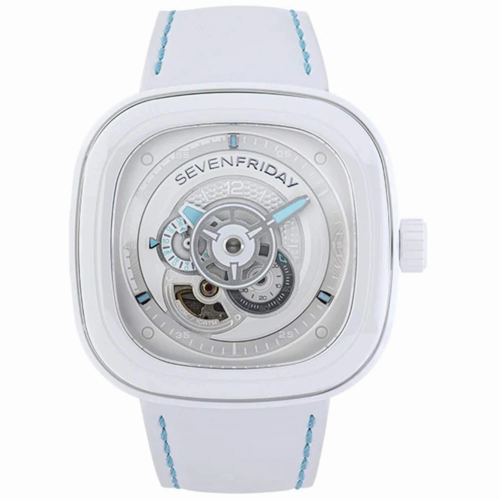 SevenFriday Men's Watch - P-Series Curacao White Day-Night Dial Automatic | P1C-05,automatic watch,automatic watches for men,automatic watches for women,luxury automatic watch,minimalist automatic watch,dress automatic watch,vintage automatic watch,automa