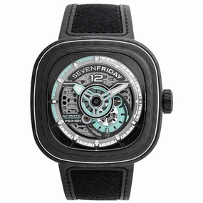 SevenFriday Men's Watch - P-Series Jade Carbon Semi-Skeleton Dial Strap | PS3-01,automatic watch,automatic watches for men,automatic watches for women,luxury automatic watch,minimalist automatic watch,dress automatic watch,vintage automatic watch,automati