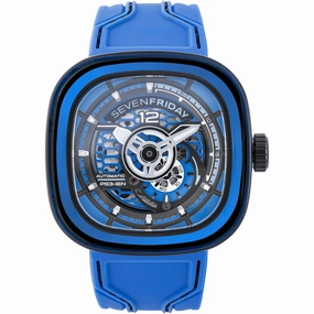 SevenFriday Men's Watch - PS Series CCB Semi-Skeleton Dial Silicone Strap | PS3-04,automatic watch,automatic watches for men,automatic watches for women,luxury automatic watch,minimalist automatic watch,dress automatic watch,vintage automatic watch,automa