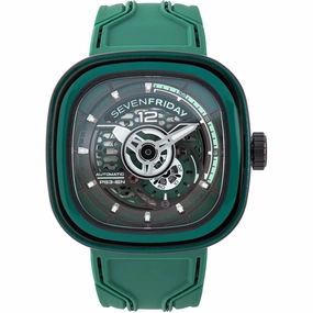 SevenFriday Men's Watch - PS Series CCG Automatic Green Silicone Rubber Strap | PS3-05,automatic watch,automatic watches for men,automatic watches for women,luxury automatic watch,minimalist automatic watch,dress automatic watch,vintage automatic watch,au