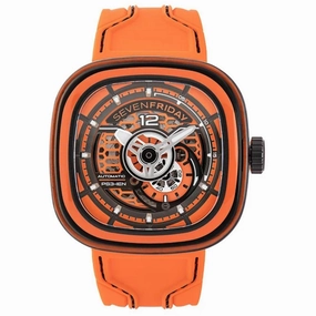 SevenFriday Men's Watch - PS Series CCO Semi-Skeleton Dial Orange Strap | PS3-03,automatic watch,automatic watches for men,automatic watches for women,luxury automatic watch,minimalist automatic watch,dress automatic watch,vintage automatic watch,automati