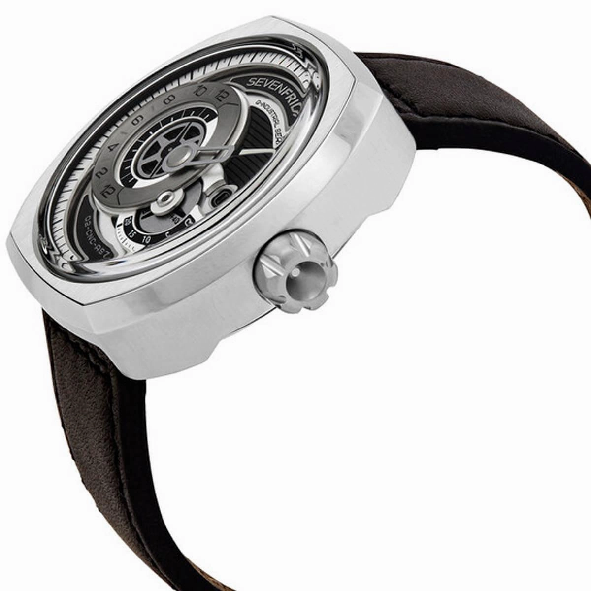 SevenFriday Men's Watch - Q Series Power Reserve Black and Silver Tone Dial | Q1-03