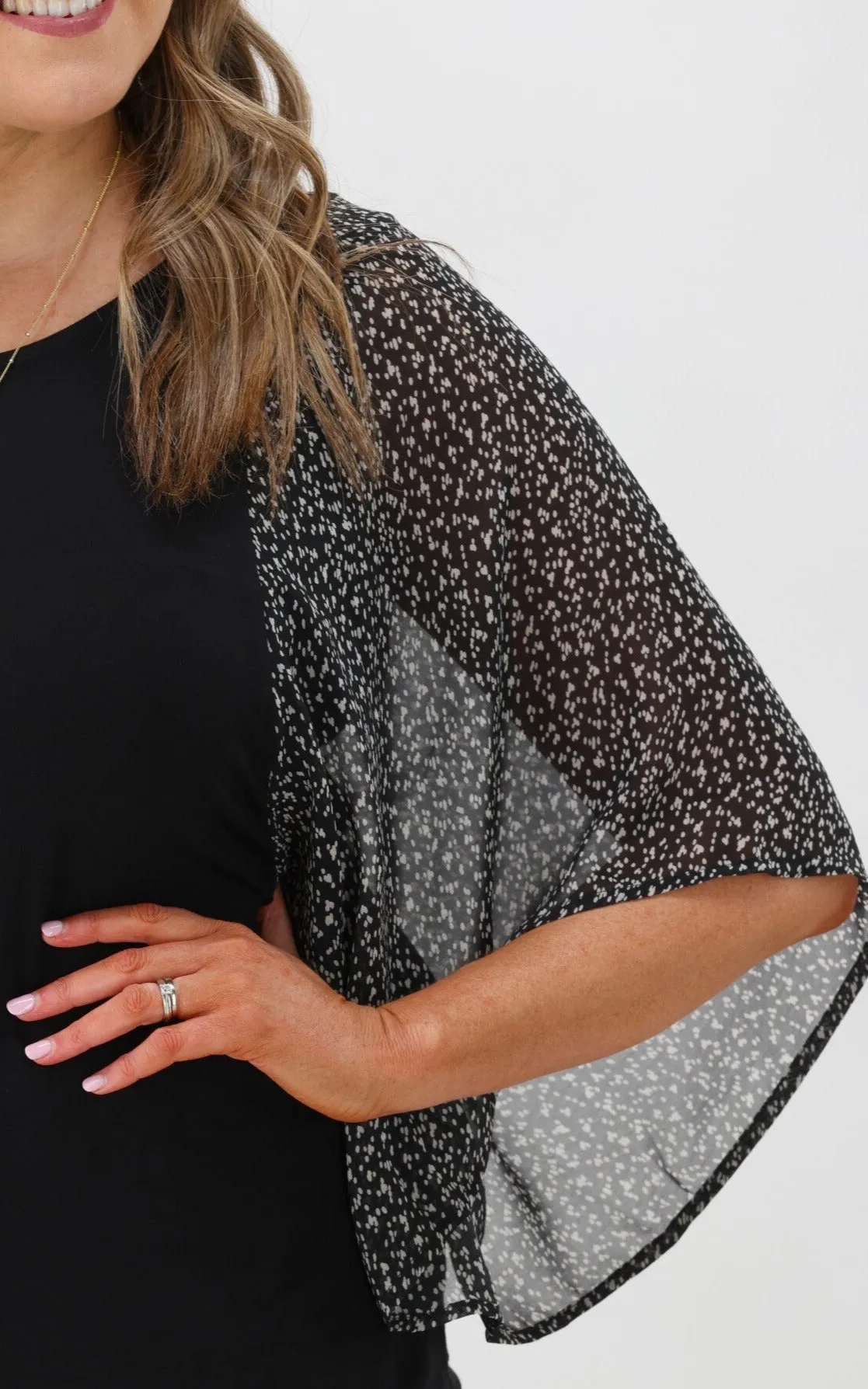 Shine On Label Stephanie Kimono Sleeve Top Black