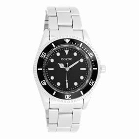 Silver coloured/black OOZOO watch with silver coloured stainless steel bracelet - C11147,seiko watches,couple watches,watches designer,watches discount,women watches,best women watches,high end women's watches,high quality women's watches