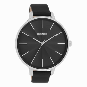 Silver coloured OOZOO watch with black leather strap - C11258,seiko watches,couple watches,watches designer,watches discount,women watches,best women watches,high end women's watches,high quality women's watches