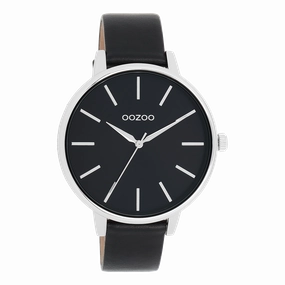 Silver coloured OOZOO watch with black leather strap - C11293,seiko watches,couple watches,watches designer,watches discount,women watches,best women watches,high end women's watches,high quality women's watches