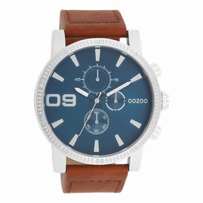 Silver coloured OOZOO watch with brown leather strap - C11210,seiko watches,mens watches,couple watches,watches designer,watches discount,best watches for men