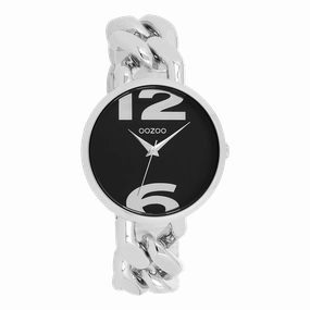 Silver coloured OOZOO watch with chunky chain bracelet - C11261,seiko watches,couple watches,watches designer,watches discount,women watches,best women watches,high end women's watches,high quality women's watches