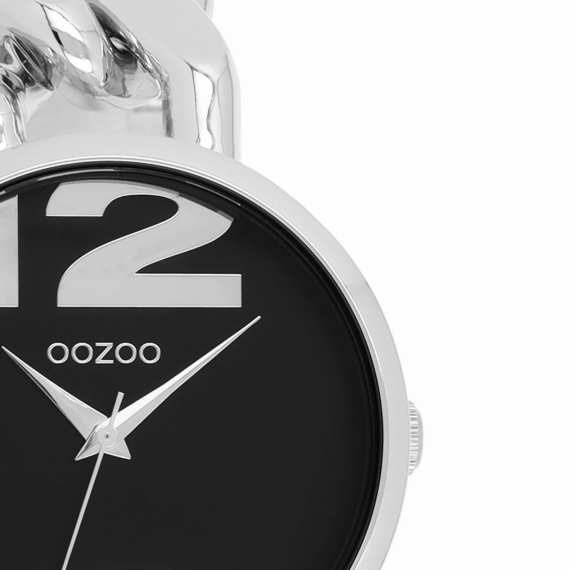 Silver coloured OOZOO watch with chunky chain bracelet - C11261