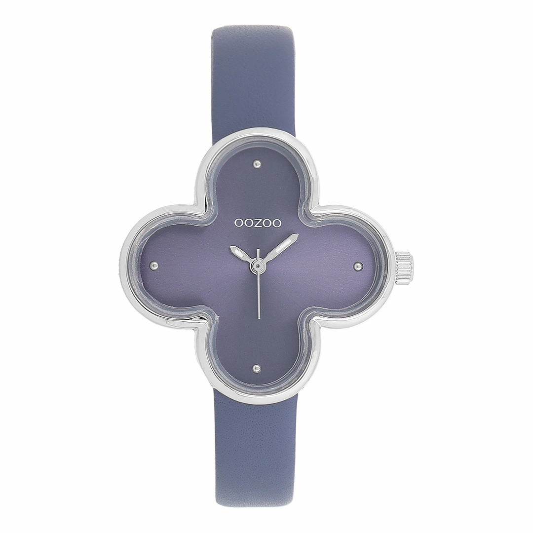 Silver coloured OOZOO watch with granite blue leather strap - C11522,seiko watches,couple watches,watches designer,watches discount,women watches,best women watches,high end women's watches,high quality women's watches