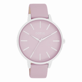 Silver coloured OOZOO watch with lilac leather strap - C11361,seiko watches,couple watches,watches designer,watches discount,women watches,best women watches,high end women's watches,high quality women's watches