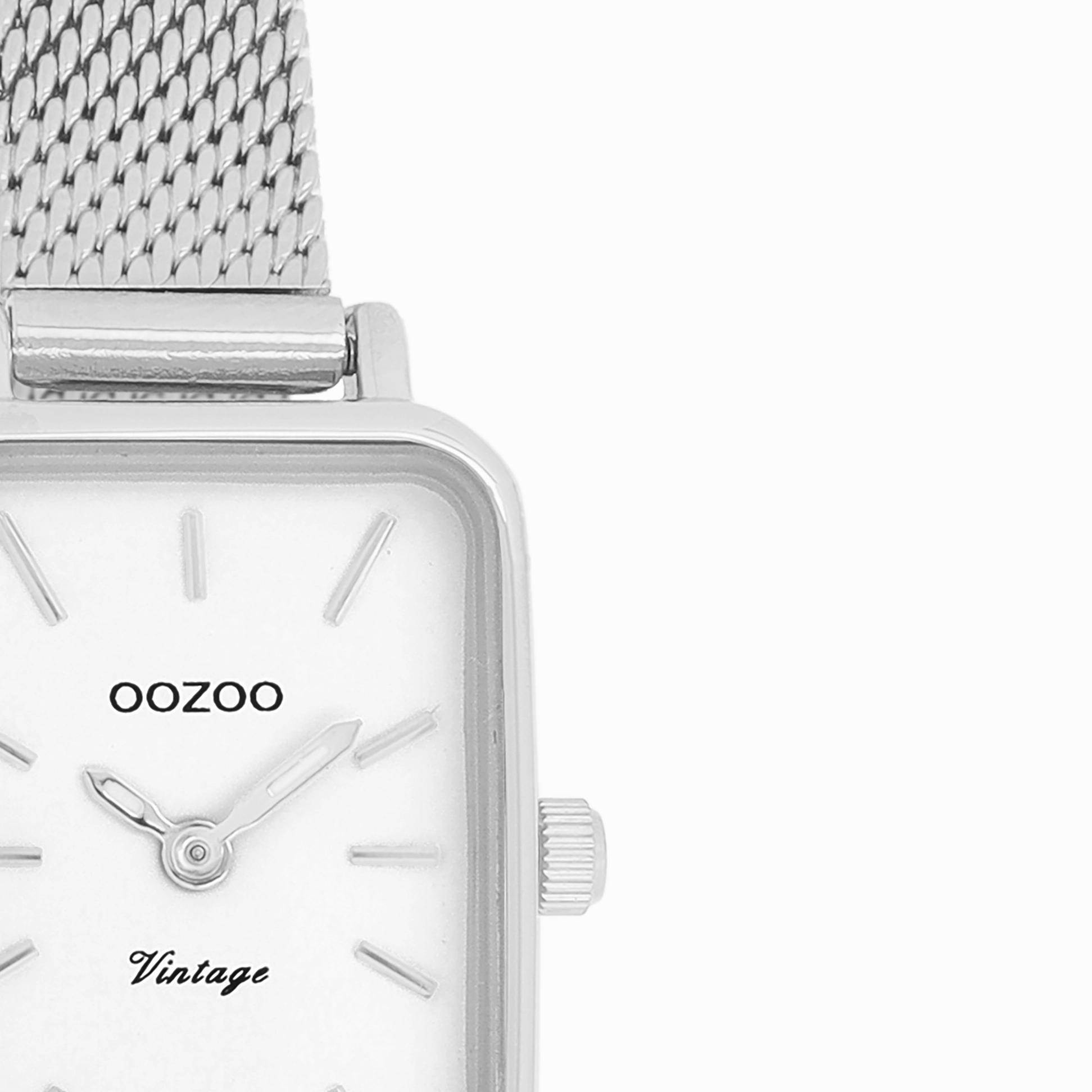 Silver coloured OOZOO watch with metal mesh bracelet - C20266